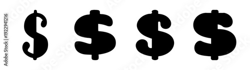 Dollar Sign Symbols in a Row Flat Design Vector Illustration