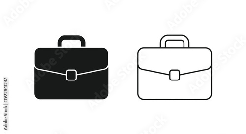 Two briefcase icons a filled black version and a white outlined version