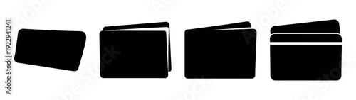 Set of credit cards in different positions flat design vector illustration