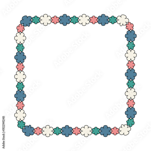 Flower retro square frame