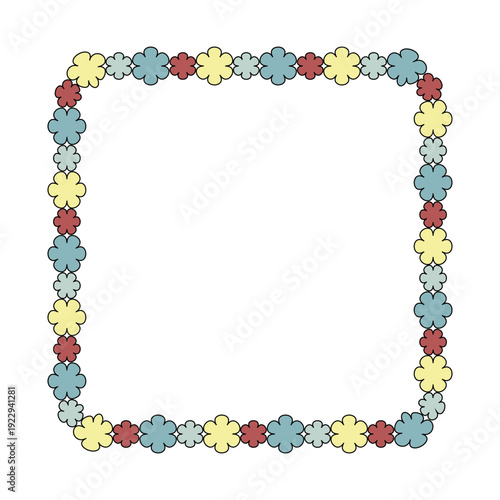 Flower retro square frame