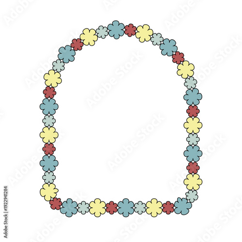 Flower retro round frame