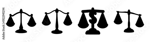 Balance Scale Silhouettes in Flat Design Style vector illustration