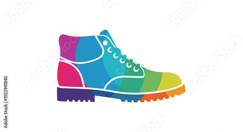 Colorful boot illustration with a vibrant rainbow spectrum design
