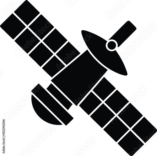 Satellite Flat Icon Style Silhouette Vector Art Illustration