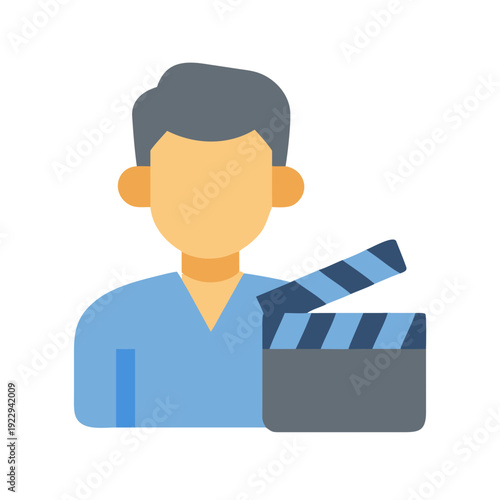 Film director holding clapperboard graphic illustration with a simple and clean style