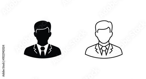 Two male profile icons one solid black one outlined in white