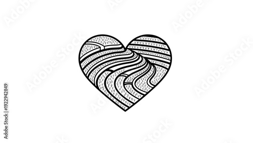 Abstract Heart Shape With Organic Swirling Lines