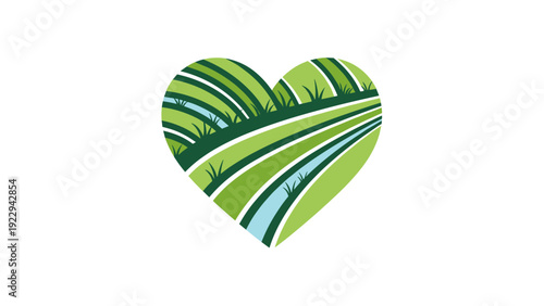 Green Landscape Heart Symbolizing Love for Nature and Sustainable Living