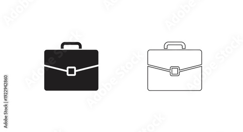Two briefcase icons a filled black version and a line art outline