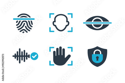 Set icon scan eye vector waveform voice clean letters biometric no background
