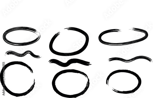 Brush stroke lettering elements and shapes