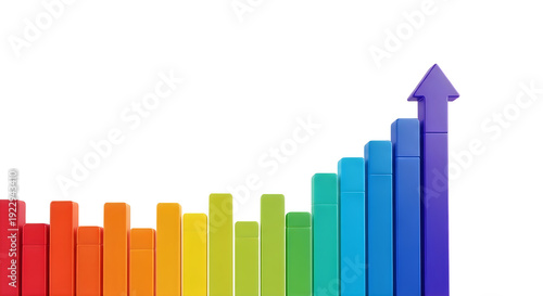 Free Download 3D colorful ascending bar chart growth success business progress increase isolated on transparent background - GFXLoad