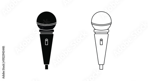 Two microphones presented in contrasting black and white styles