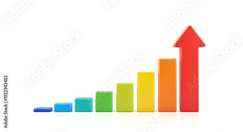 Colorful 3D blocks growth chart with red upward arrow isolated on transparent background Free Download Colorful 3D blocks growth chart with red upward arrow isolated on transparent background - GFXLoad