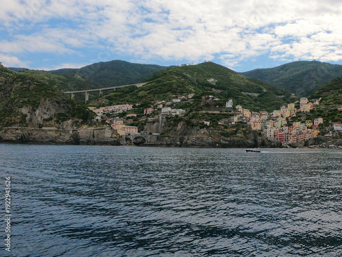 Beautiful view of Riomaggiore. Is one of five famous colorful villages of Cinque Terre National Park (Five Lands).