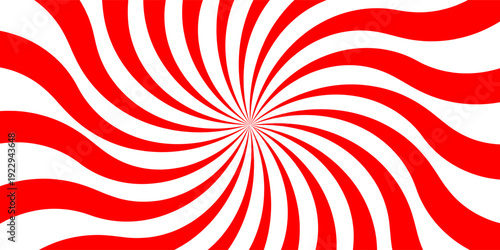 Schilderij op canvas Vibrant red and white radial sunburst pattern with converging lines creating a bold optical and geometric visual effect