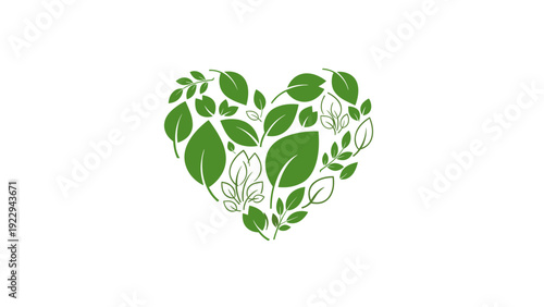 Green Leaf Heart Symbolizing Nature Eco-Friendly Love and Growth