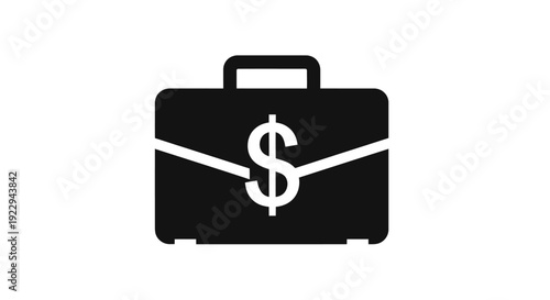 Black briefcase icon with a dollar sign symbol representing finance
