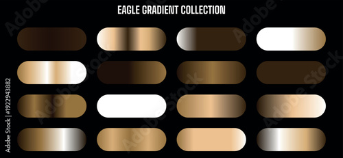 Eagle Gradient Color Palette, 12 Gradient Swatches, Metallic Gold Brown Silver Shades, for Design, Branding, Website or Presentation Background
