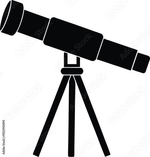 Telescope Flat Icon Style Silhouette Vector Art Illustration