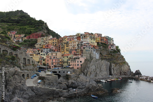 Beautiful view of Manarola. Is one of five famous colorful villages of Cinque Terre National Park (Five Lands).