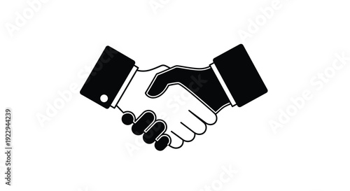 A simple black and white illustration depicting a handshake between two people