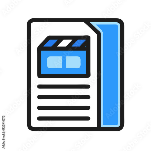 Film production document concept featuring a clapperboard on a file icon