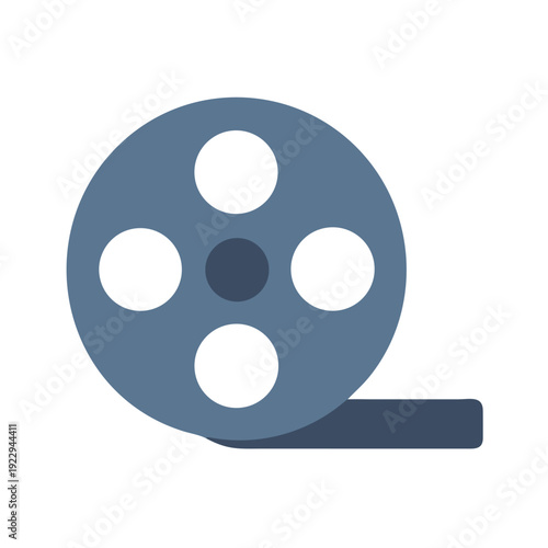Film reel graphic illustration on black background, cinematic concept of movie production
