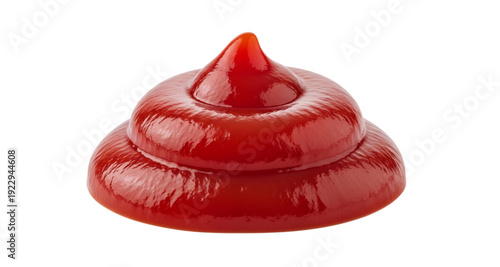 Single swirl of red tomato ketchup isolated on white background
