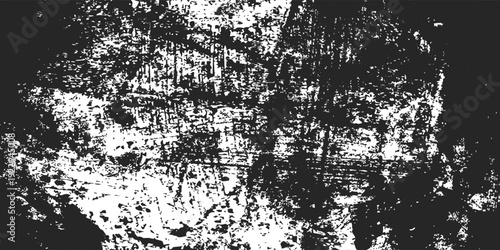 Grunge texture vector frame with border on black background creating distressed rough overlay in abstract vintage aged pattern with weathered worn scratched edge