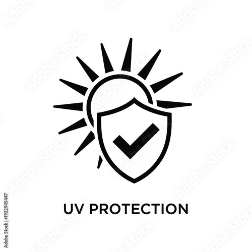 Vector illustration icon uv protection shield icon with sun symbol