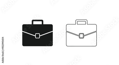 Two briefcase icons one filled one outlined in black and white