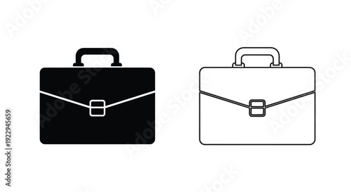 Two briefcase icons one black and one white with similar designs
