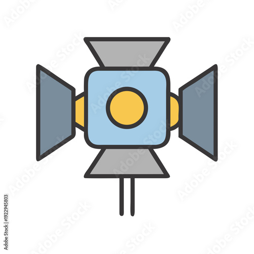Stylized lighting fixture icon with gray reflectors and a yellow center circle
