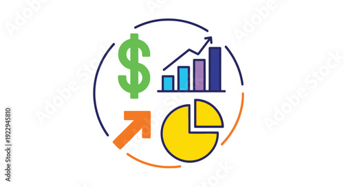 Financial growth illustration with charts money and upward trends