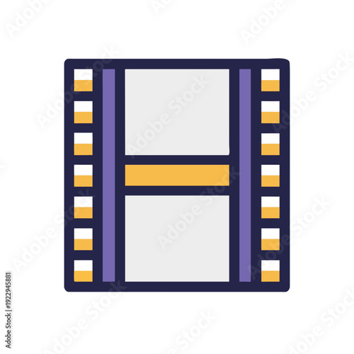 Isolated movie film reel vector icon in flat design style on black