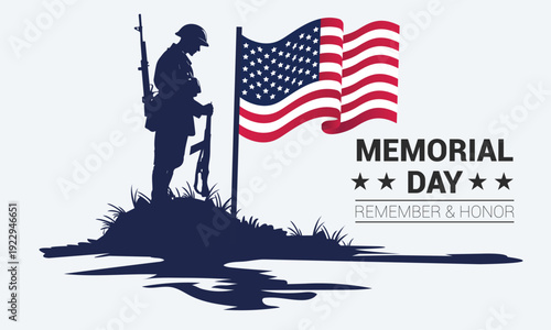 Memorial Day Remembrance with Soldier and American Flag