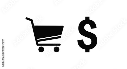 Shopping cart and dollar sign icon representing online purchases