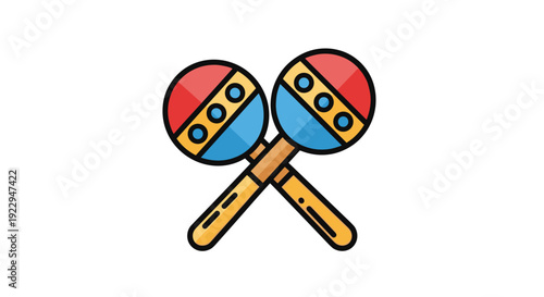 Colorful Crossed Maracas Musical Instruments Icon