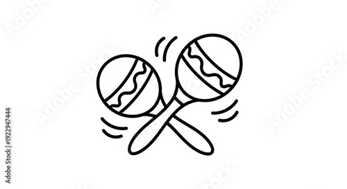 Tableau sur toile Shaking Maracas Outline Icon for Music and Celebration