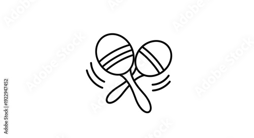 Shaking Maracas Musical Instrument Icon Line Art
