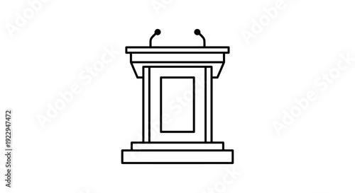 Podium with Microphones Line Art Icon