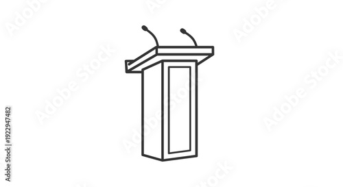 Podium with Microphones Line Icon