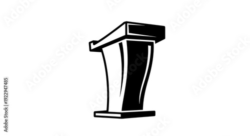 Stylish Black and White Podium Icon for Public Speaking and Presentations
