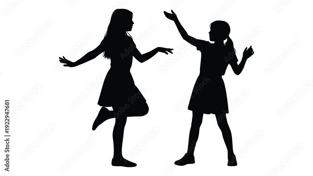 Obraz premium Two young women silhouetted while playfully dancing and enjoying each other s company
