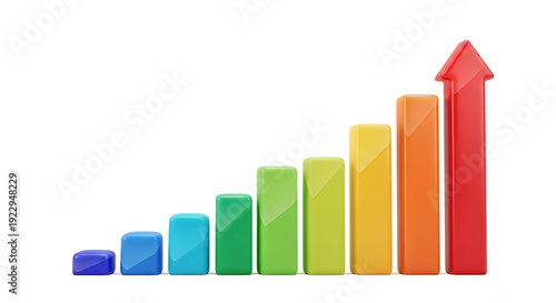Free Download Colorful 3D upward growing bar chart columns in gradient colors isolated on transparent background - GFXLoad