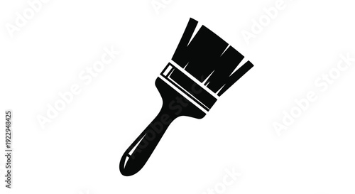 A simple black silhouette of a paintbrush on a white background