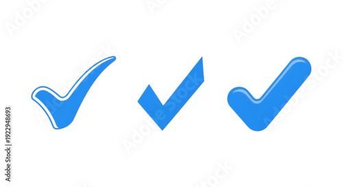 Three blue checkmarks indicating positive confirmation or approval status in a row. isolated on transparent background, | Vector