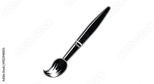 A single black paintbrush displayed diagonally on a white background